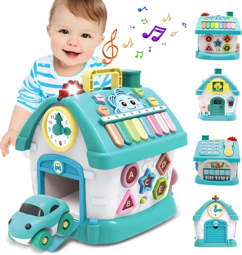 Ming You Juguetes para niños de 1 año, 8 en 1 funcional casa musical juguetes educativos para bebés de 12 a 18 meses, juguete Montessori para niños