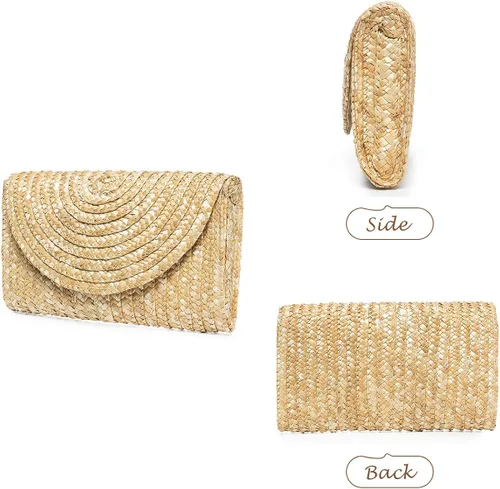 Miniatura 6 de JOSEKO - Bolso de mano de paja para mujer, bolso de mano de playa para verano