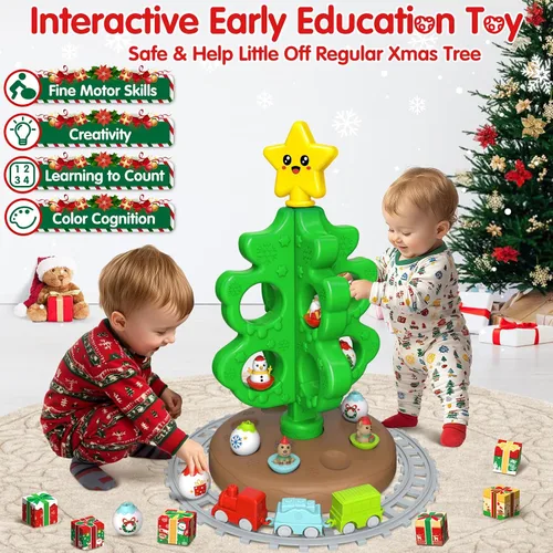 Miniatura 4 de maysida Árbol de Navidad Mini para Bebés, Juguetes Educativos de Plástico Coloridos, Marionetas de Dedo de Muñeco de Nieve/Alce/Papá Noel para Niños