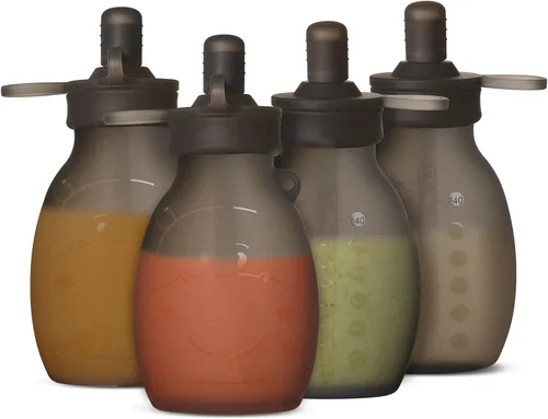 Miniatura 10 de haakaa Hippo - Bolsa Goody de silicona de apertura ancha – Bolsas reutilizables de 9 oz/260 ml para niños pequeños, bolsas reutilizables