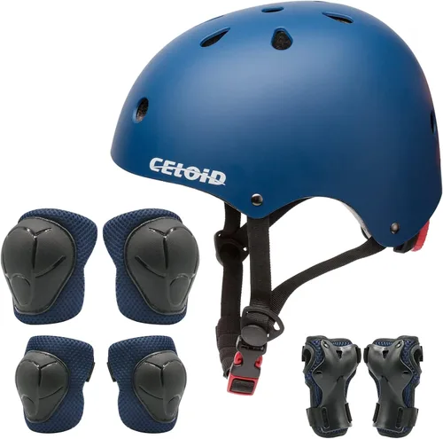 Miniatura 8 de Juego de almohadillas para casco de bicicleta y patineta para niños, equipo de protección para niños pequeños, rodilleras y coderas para niños