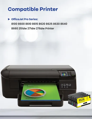 Miniatura 2 de 950XL 951XL - Paquete combinado de cartuchos de tinta de repuesto para HP 950 951 XL para OfficeJet Pro 8600 8610 8615 8620 8100 8630 8660 8640