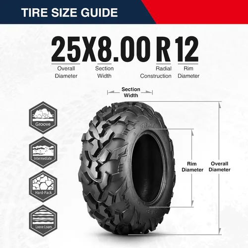 Miniatura 4 de OBOR Riple Neumáticos ATV 25x8R12, 6PR 25x8-12 Profesional GNCC Racing 25x8x12 Radial Mud All-Terrain Utility ATV UTV SXS (2 unidades)