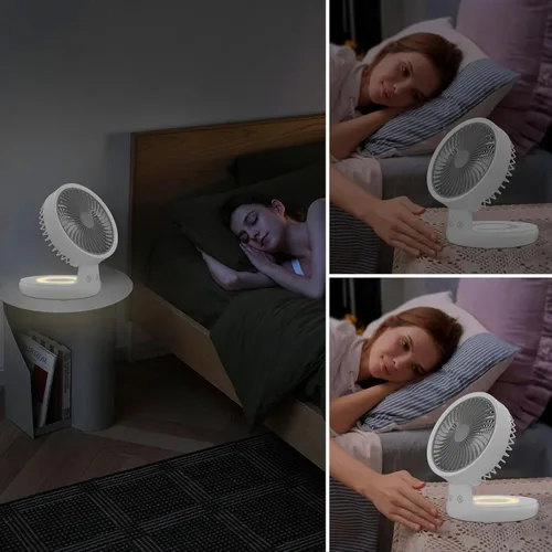 Miniatura 8 de mollie Ventilador de escritorio USB recargable pequeño de 8 pulgadas, funciona con pilas, con velocidades para el hogar, oficina, dormitorio, mini