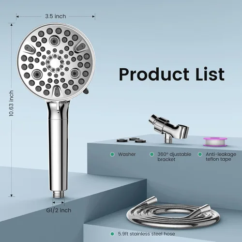 Miniatura 6 de FEELSO Cabezal de ducha filtrado con 11 cabezales de ducha de alta presión con 11 modos de pulverización con filtros para agua dura, elimina
