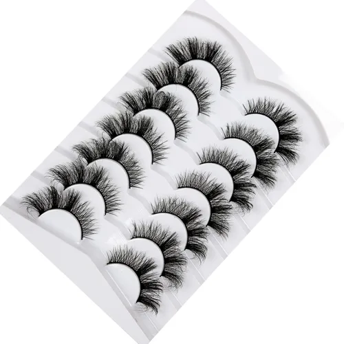 Miniatura 823 de Pooplunch - Pestañas postizas finas de visón sintético, estilo ojo de gato, naturales, cruzadas, tipo racimo, efecto 8D de volumen, tiras