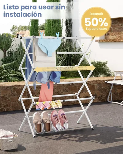 Miniatura 5 de APEXCHASER Tendedero de Ropa Plegable - Tendedero de Lavandería de 3 Niveles para Ropa, Secadora de Ropa de Metal Expandible, Toallero Plegable