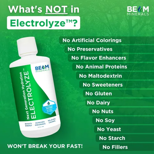 Miniatura 4 de BEAM Minerals Electrolyze Reabastecimiento de electrolitos líquido Todos los electrolitos, sin toda la sal 32 fl Oz