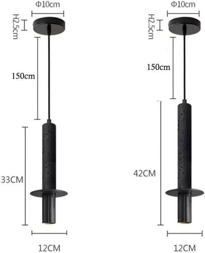 Miniatura 3 de Modern Simple Long Tube Pendant Lights, Mid Century Natural Stone Hanging Pendant Lamp with Metal Finish, 3000K Warm Light Chandelier for Dining