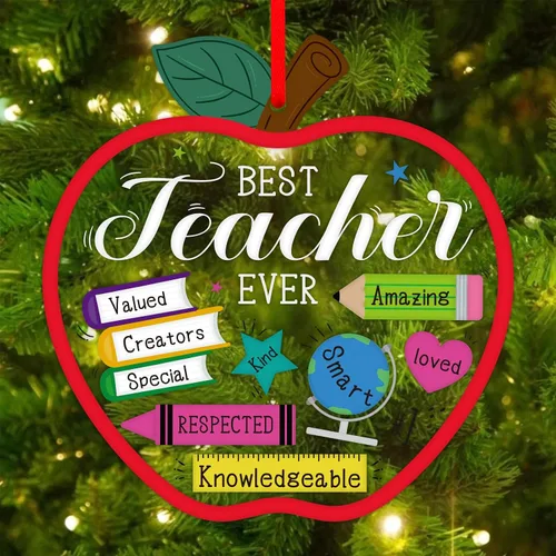 Miniatura 12 de PETCEE Adornos para Maestros Regalos de Apreciación para Maestras Adornos para Maestros para Decoraciones de Árbol de Navidad Jubilación Regalos