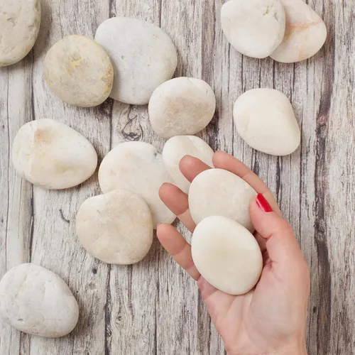 Miniatura 9 de Rocas planas de río para pintar jarrones, relleno de jarrones, acuario, grava, gris, grande, 5 libras, guijarros de paisajismo para plantas