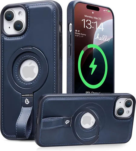 Miniatura 16 de Butaiga - Funda para iPhone 12 Pro Max con correa de cuero, soporte de anillo, color negro Finger Loop, Relieve Smartphone Pinky Strain