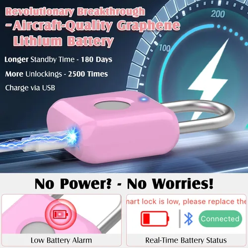 Miniatura 5 de Pothunder Candado de huellas dactilares, cerradura de casillero, cerradura de combinación, cerradura de huellas dactilares con desbloqueo por APP