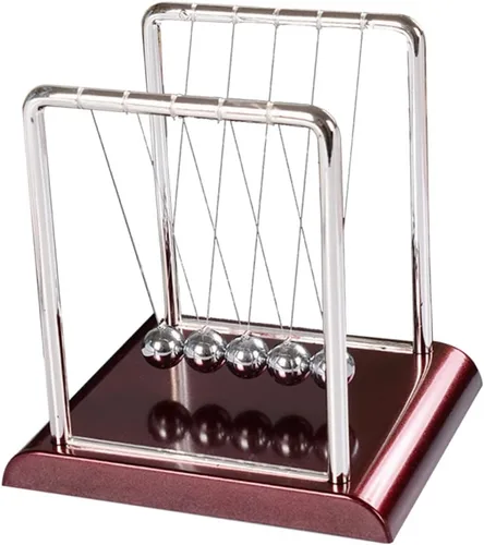 Toyvian Péndulo de bola de Newton grande con diseño cuadrado de metal para decoración de escritorio de oficina en casa, ciencia física, demostrando