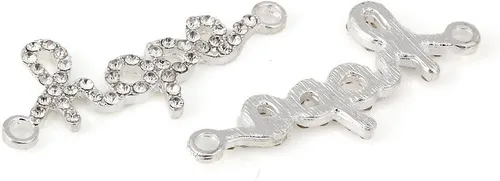 Miniatura 26 de RUBYCA 5pcs Metal Cruz Llave Lateral Conector Cuentas Cristal DIY Joyería Pulsera Tono Plata