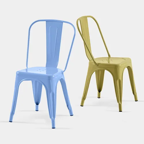 Miniatura 33 de AC Pacific Sillas de comedor de metal industrial de 18 pulgadas de altura, asiento apilable de cocina o bar, diseño moderno y duradero, muebles