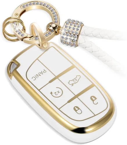 Miniatura 10 de para llavero de Cadillac con funda de TPU con superficie granulada y cuerda trenzada metálica, funda de llavero mejorada para 2020 en adelante CT4