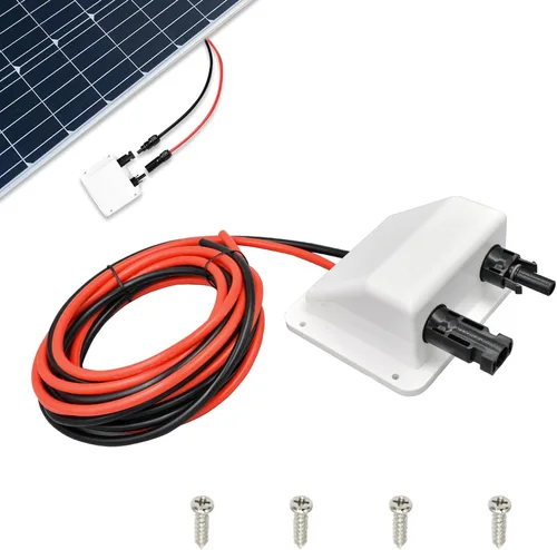 Glándula de entrada de cable solar Slocable con cable de cobre suave 10AWG de 10 pies, carcasa de entrada de doble cable resistente a los rayos UV
