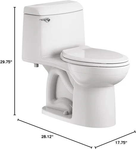 Miniatura 8 de American Standard 2004314.020 Champion - Inodoro de una pieza con asiento de inodoro, parte delantera alargada, altura estándar, blanco, 1.6 gpf