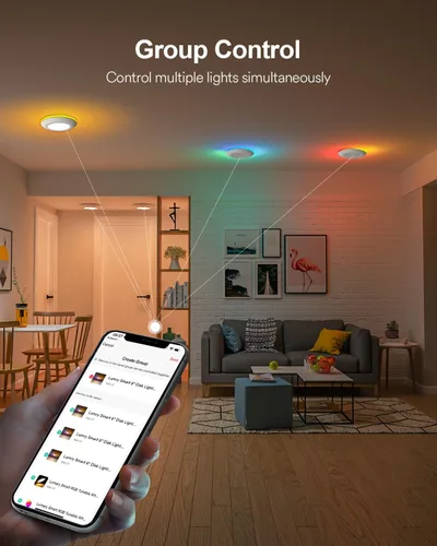 Miniatura 6 de Lumary Luz de disco LED inteligente de 5/6 pulgadas, paquete de 4 unidades, iluminación empotrada inteligente WiFi que cambia de color con anillo