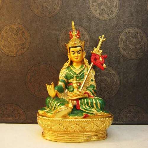 Miniatura 3 de Estatua de cobre coloreada Padmasambhava del loto del loto tibetano de 6 pulgadas de los proveedores budistas tibetanos de Buda