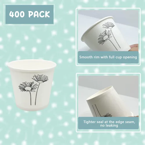 Miniatura 3 de Rainmae Paquete de 400 vasos de papel pequeños de 3 onzas, vasos desechables de papel de primera calidad, vasos pequeños para enjuague bucal