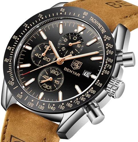 Miniatura 7 de BY BENYAR Reloj de pulsera para hombre Tienda analógico relojes para hombre negocios trabajo impermeable cronógrafo para hombre moda minimalista