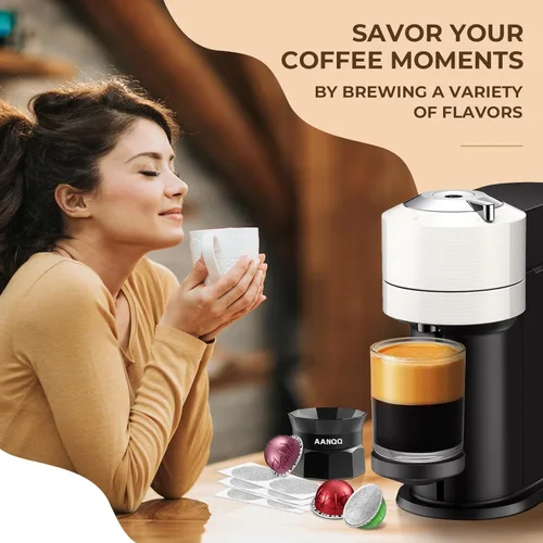 Miniatura 6 de AANQQ Tapas de papel de aluminio para cápsulas reutilizables Nespresso Vertuo: 100 piezas de cubierta de sello de aluminio para cápsulas de café