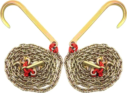 Miniatura 9 de VEVOR Cadena de gancho en J, cadena de remolque de brida de 5/16 pulgadas x 10 pies, cadena de transporte de brida G80 con 2 ganchos G70 J, ganchos