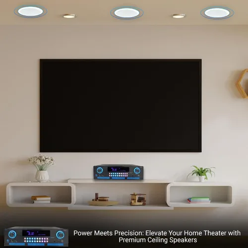 Miniatura 9 de Vaiyer Kit de sistema de cine en casa, amplificador Bluetooth de 2000 vatios con 6 altavoces de techo enmarcados de 8 pulgadas de 300 W cada uno
