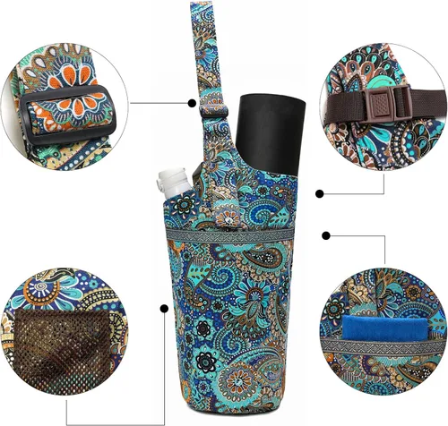 Miniatura 3 de IwIeIaIrI Bolsa para esterilla de yoga para mujeres con bolsillo grande y bolsillo con cierre, accesorios para regalos de yoga con correa de hombro