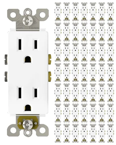 Miniatura 26 de ThunderWay Toma de corriente decoradora con placa de pared, toma eléctrica no resistente a manipulaciones, 15 amperios/125 V, autoconectada