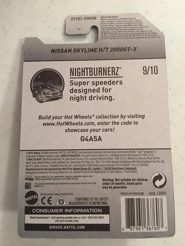Miniatura 2 de Hot Wheels 2017 Nightburnerz Nissan Skyline H/T 2000GT-X, 283/365 Blanco