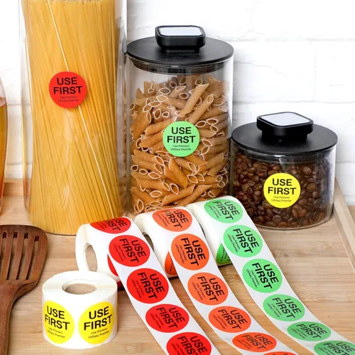 Miniatura 3 de Epakh 2000 calcomanías de uso para servicio de alimentos, etiquetas de control de inventario de 1.5 pulgadas para restaurante, adhesivo permanente