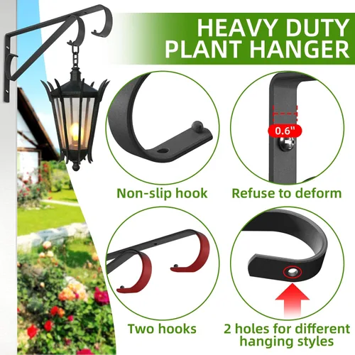 Miniatura 3 de Perchas para plantas al aire libre, paquete de 2 colgadores de pared para plantas de 15.4 pulgadas, ganchos resistentes para plantas de pared