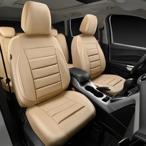 Miniatura 6 de CAR PASS Juego completo de fundas de asiento de cuero, universal, resistentes al agua, soporte de respaldo de espuma 3D, comodidad de lujo, 5