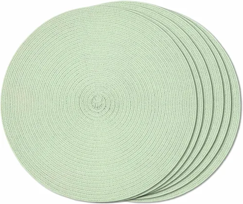 Miniatura 16 de FunWheat Juego de 4 manteles individuales redondos trenzados para mesas de comedor, manteles tejidos resistentes al calor, 15 pulgadas