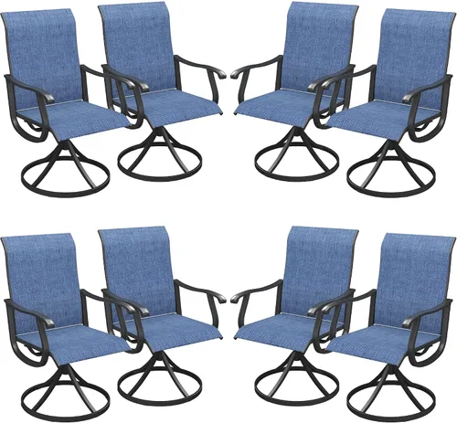 Miniatura 12 de VICLLAX Juego de 2 sillas de comedor giratorias para patio, sillas de exterior de tela de malla de textileno acolchada con reposabrazos para porche