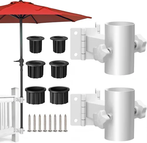 Soporte de acero inoxidable para sombrilla de patio, resistente (se adapta a sombrillas de hasta 2 pulgadas), base de sombrilla de patio, (1 juego,