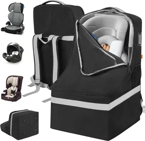 Miniatura 8 de IBVIVIC Bolsa de viaje acolchada para asiento de automóvil para avión, bolsa de asiento de automóvil resistente para puerta de viaje aéreo, bolsa