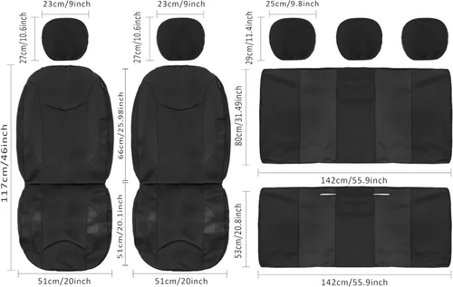 Miniatura 8 de CAROMOP Funda impermeable para asiento de automóvil asientos completos, fundas de asiento de neopreno para automóviles, fundas interiores de Negro