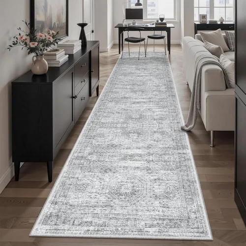 Miniatura 219 de Alfombra de pasillo Soalmost 2'6" x 10' lavable, alfombra antideslizante para cocina, baño, lavandería, alfombras vintage ultra delgadas para Beige