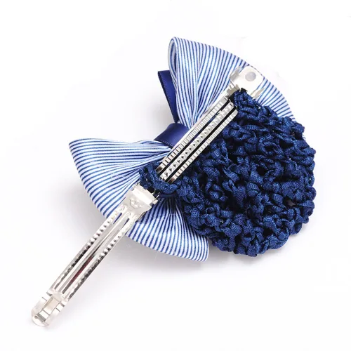 Miniatura 7 de Woman Pro Snood Net Bow Barrette Hair Clip Moño Cover Set Bowknot Decoración Café gris púrpura azul