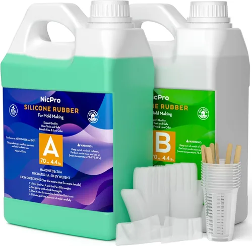 Miniatura 10 de Nicpro Kit de Fabricación de Moldes de Silicona de 170oz, Goma Líquida de Silicona Platino 20A, Verde Jade Flexible, Fabricante de Moldes de 170oz
