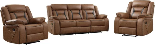 Miniatura 7 de EBELLO Juego de muebles de sofá reclinable de piel sintética para sala de estar, 2 sillas reclinables, juego de sofá reclinable de 3 asientos