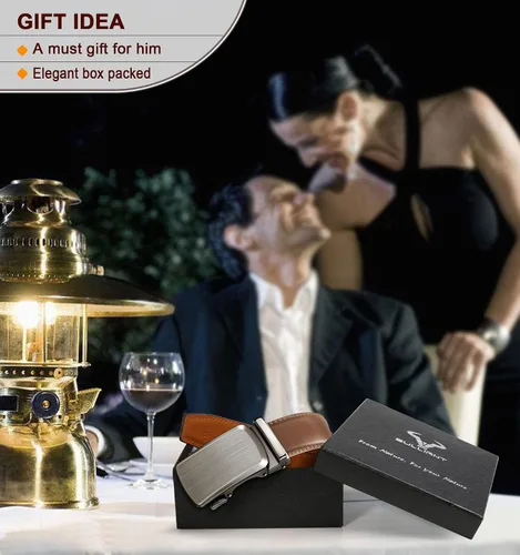 Miniatura 9 de BULLIANT Cinturón para Hombre, Cinturón de Trinquete Deslizante Ajustable para Hombre para Traje Casual Jeans, Viene en Caja de Regalo, Recortar