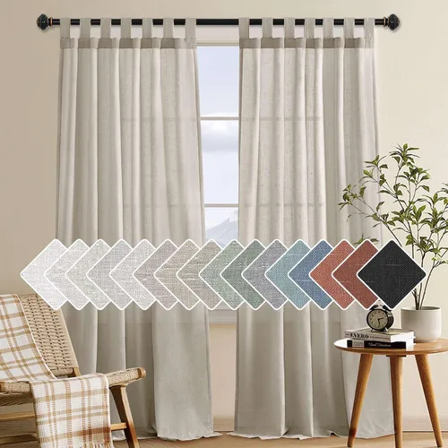 Miniatura 35 de H.VERSAILTEX Cortinas aireadas mezcladas de lino natural con pestaña superior para sala de estar, decoración del hogar, material suave y rico que