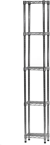 Shelving Inc. Estantería de alambre cromado de 8 pulgadas de profundidad x 12 pulgadas de ancho x 54 pulgadas de alto con estantes de 5 niveles,