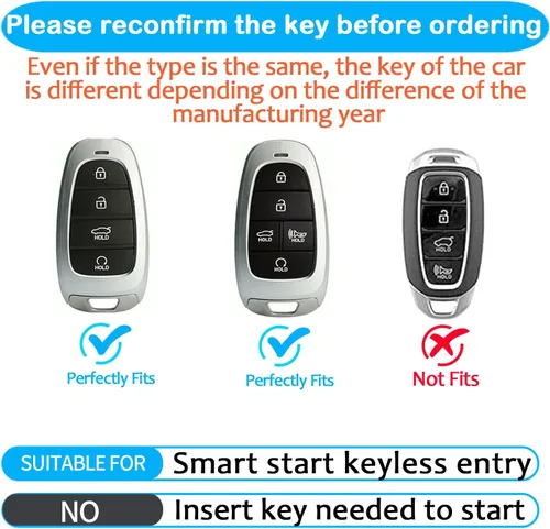 Miniatura 2 de Funda para llavero con llavero suave de protección completa para llave compatible con Hyundai Sonata Tucson 2019, 2020, 2021, 2022 (azul, 5 botones)