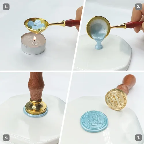 Miniatura 6 de Sello de cera medieval tradicional del alfabeto inicial, cabeza de latón, mango de madera, sellos de letras para tarjeta/sobre/regalo - (Letra W)